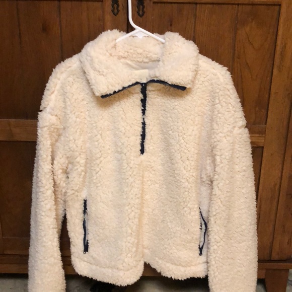 Thread & Supply Tops - white sherpa quarter zip